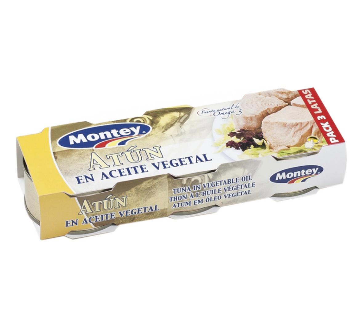 Упаковка консерв Montey тунець шматочками у соняшниковій олії 80 г х 3 шт