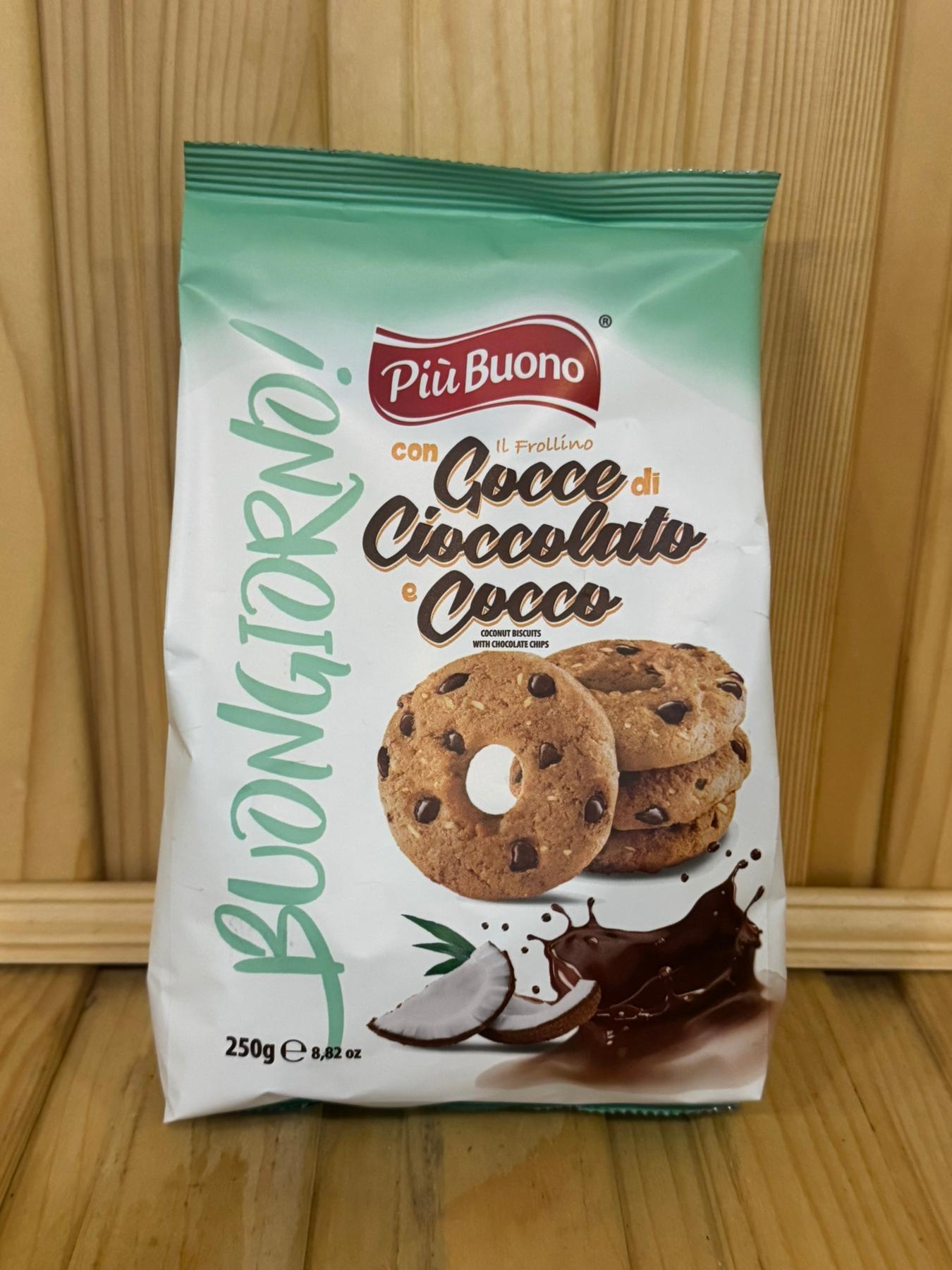 Печиво Piu Buono Frollino з кокосовою та шоколадною стружкою 250гр