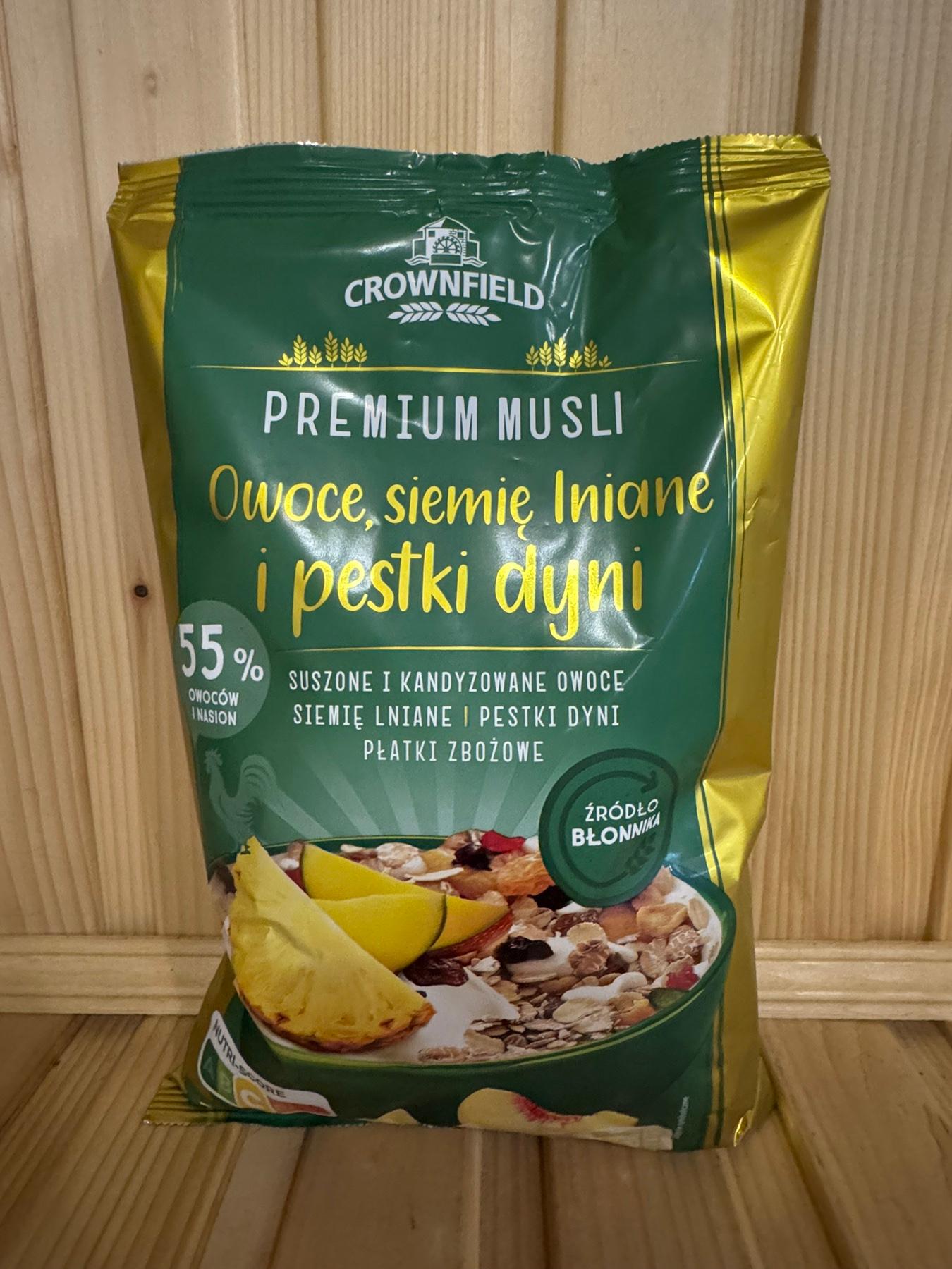 Мюслі з фруктами, лляним та гарбузовим насінням Crownfield Premium Müsli 700 гр