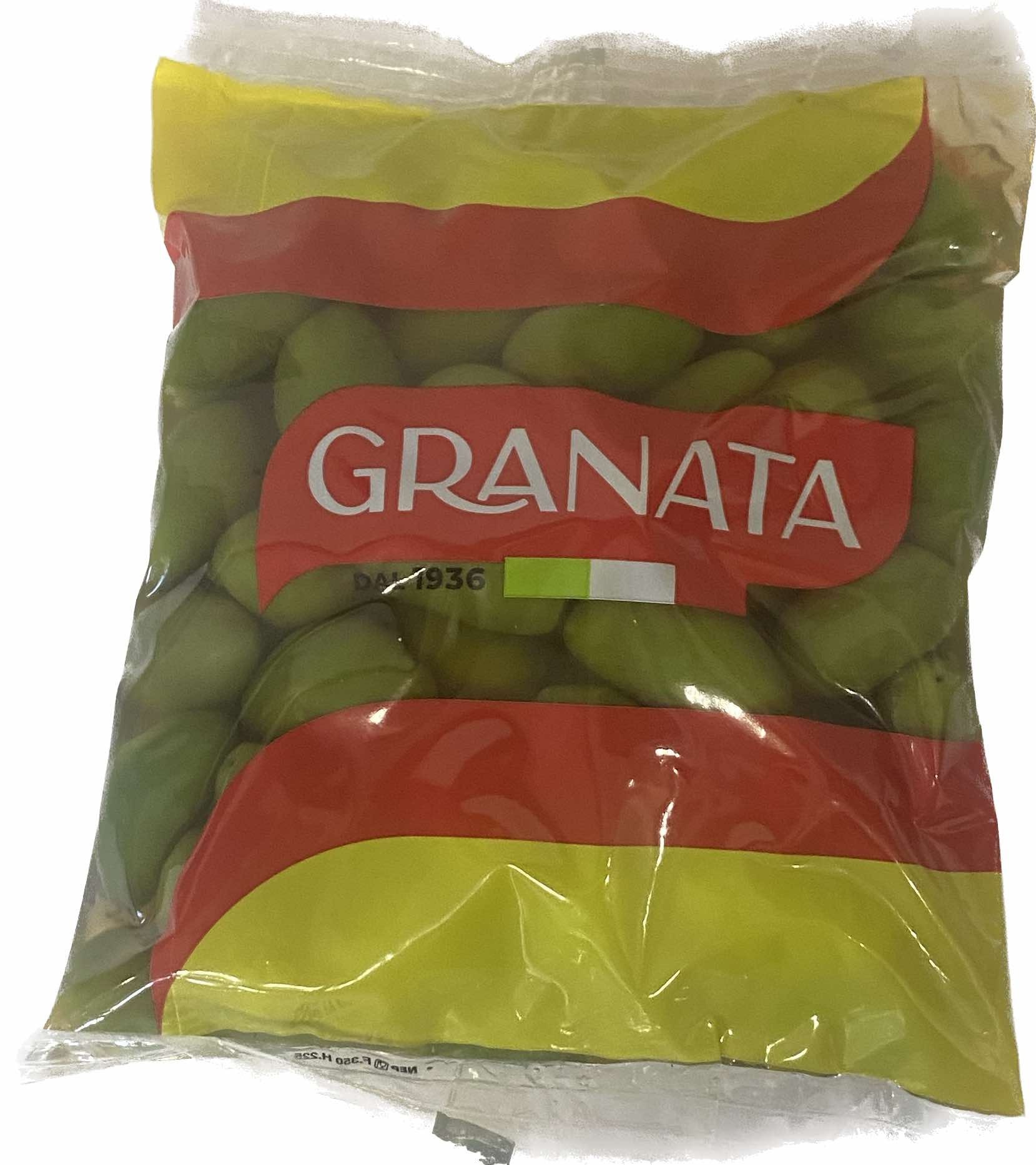 Оливки зелені з кісточкою Granata Gerignola gigant 500 гр. пакет