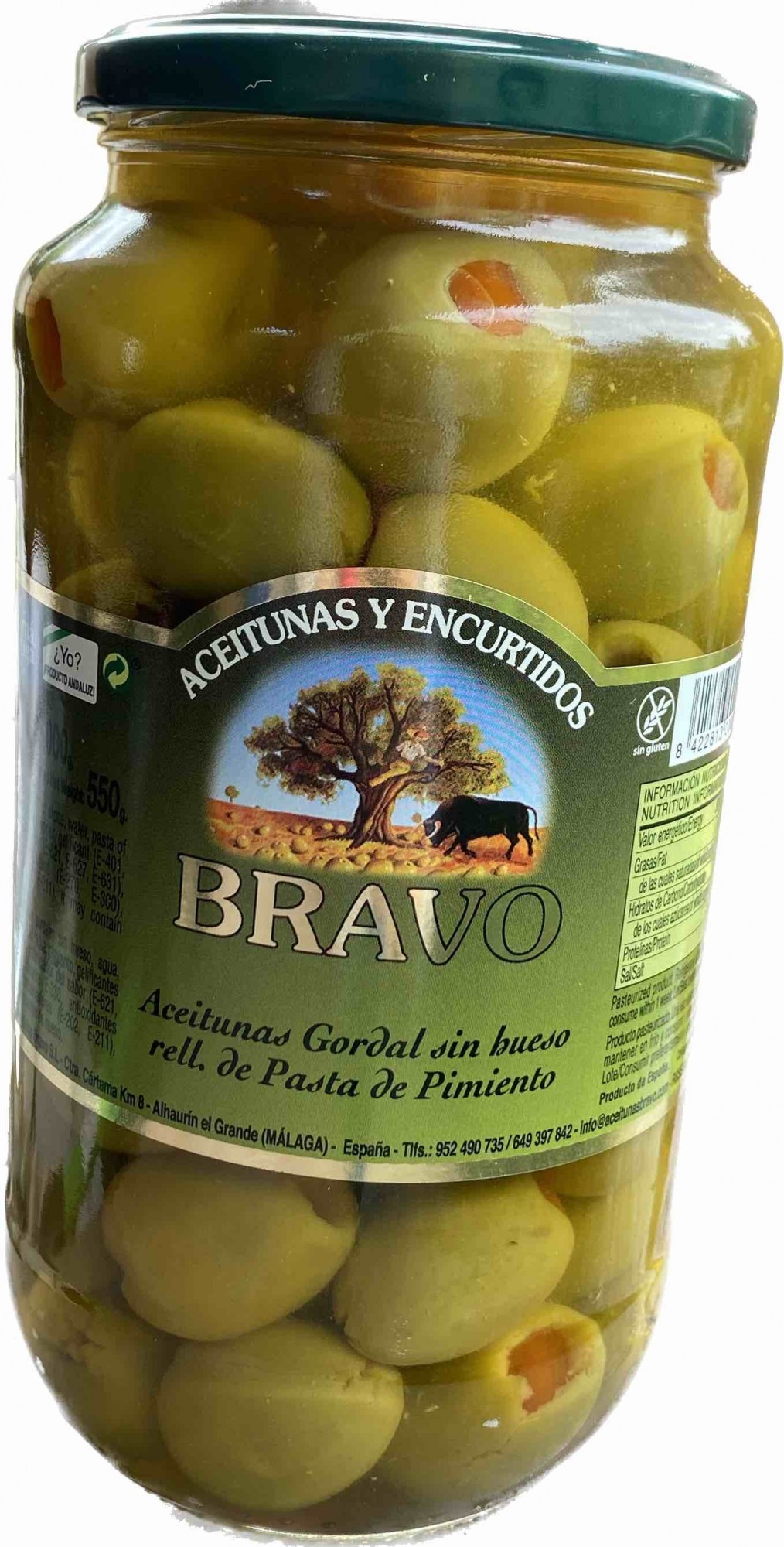 Оливки з перцем Bravo Aceitunas rellenas de pimiento 1000 г
