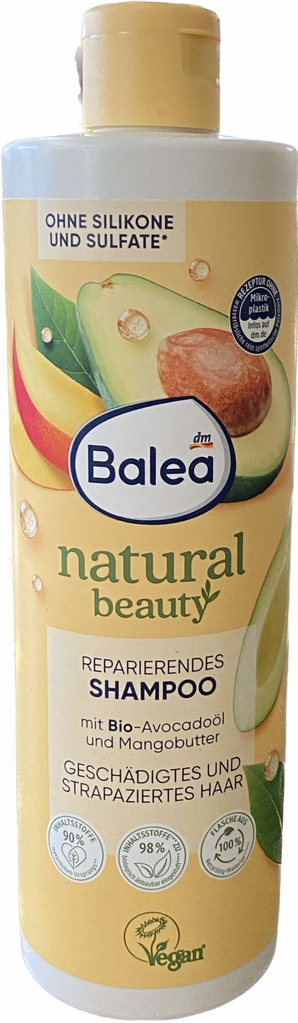 Шампунь Balea Natural Beauty з органічним  маслом авокадо та маслом манго Balea 400 мл
