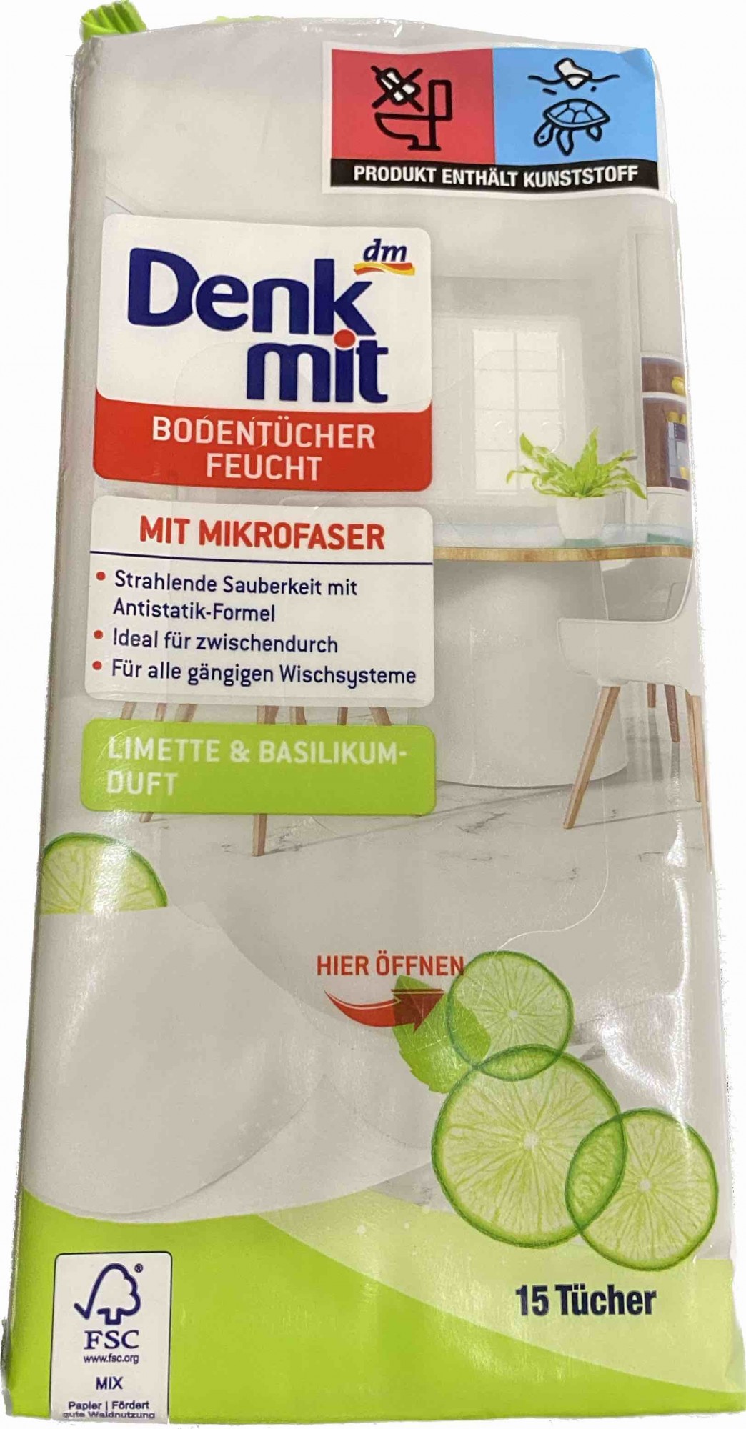 DENKMIT СЕРВЕТКИ ДЛЯ ПІДЛОГИ LIMETTE & BASILIKUM 15ШТ