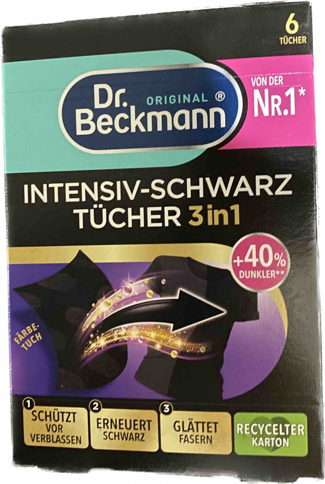 Серветки для відновлення чорного кольору та тканин 3в1 Dr. Beckmann 6 шт