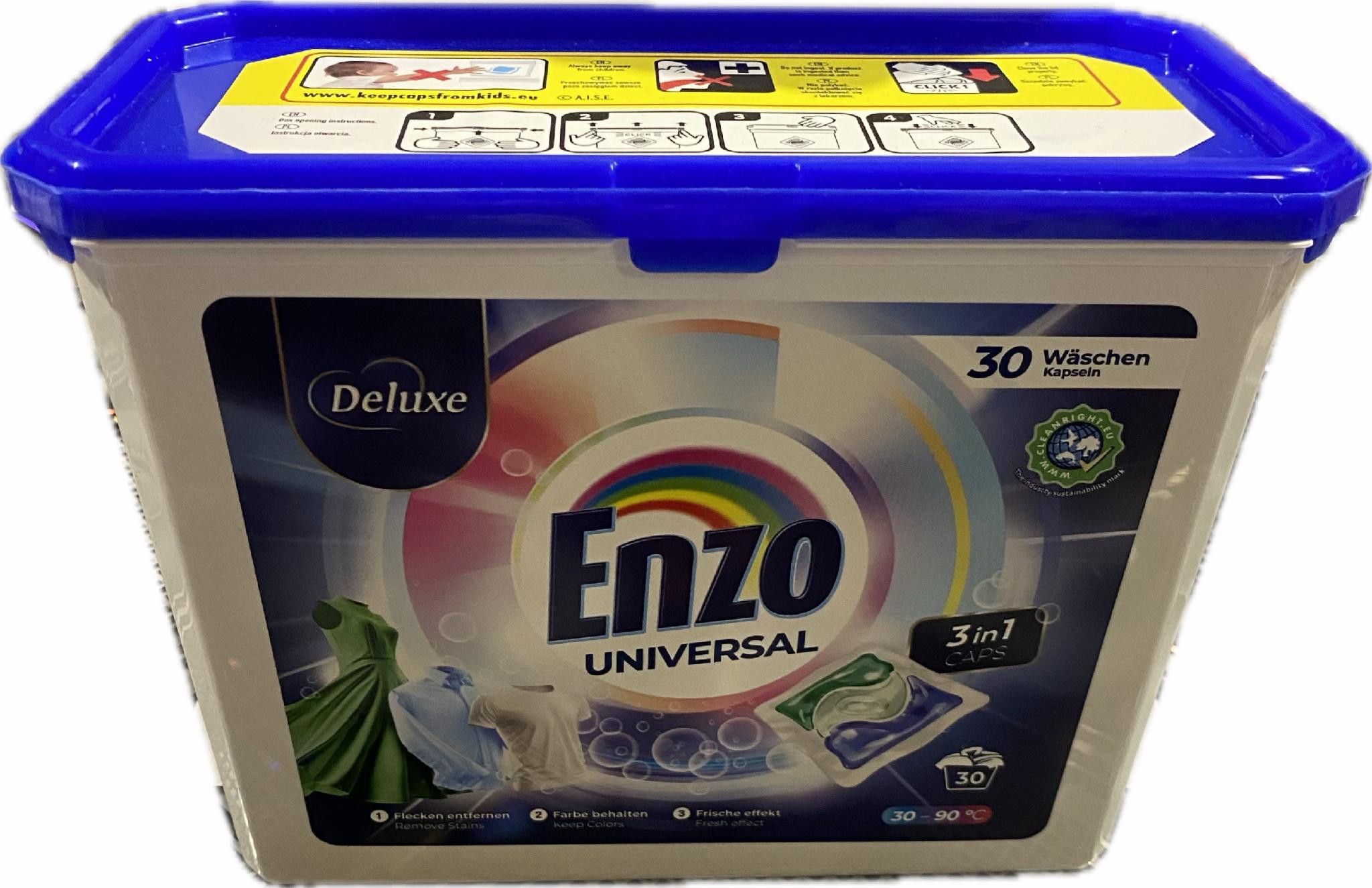 Капсули для прання Enzo Deluxe 3в1 універсальні 30 шт