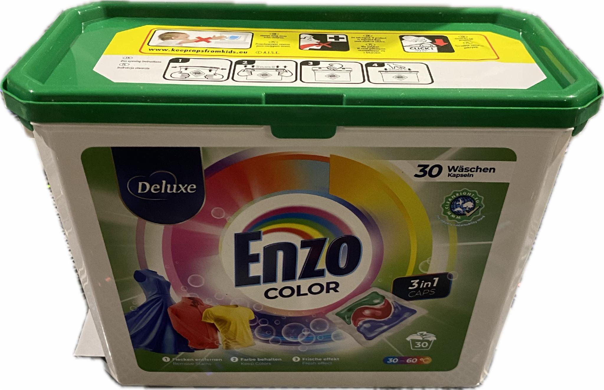 Капсули для прання кольорової білизни Enzo Deluxe 3в1  30 шт