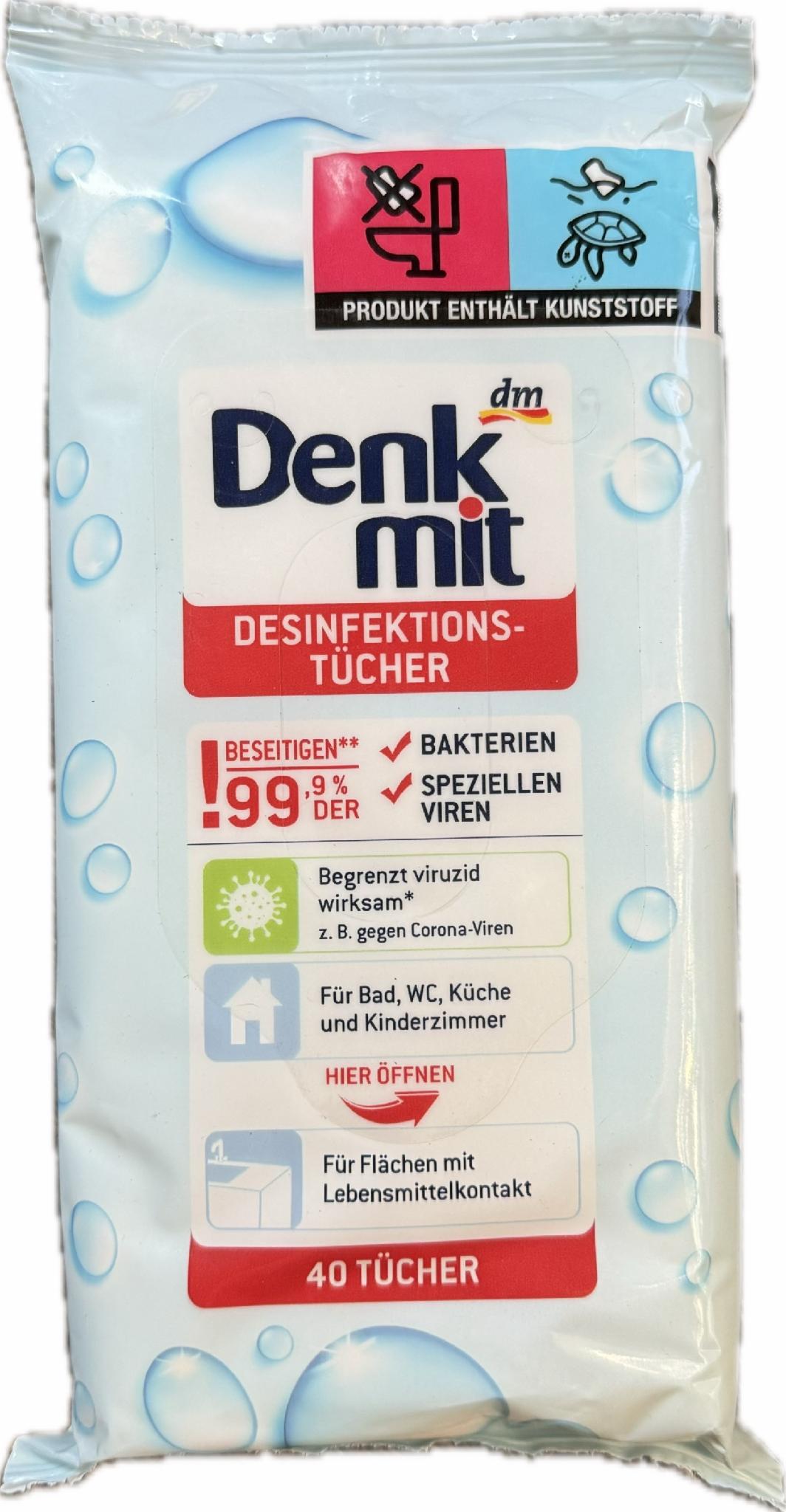 Серветки для дезінфекції та гігієни Denkmit 40 шт.