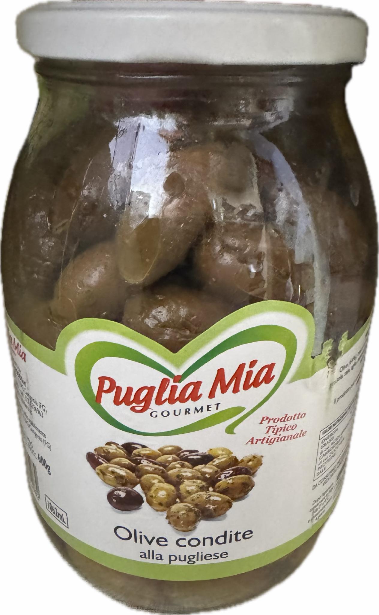 Оливки PUGLIA MIA гіганти приправлені по-апулейськи olive giganti condita alla pugliese 650 гр