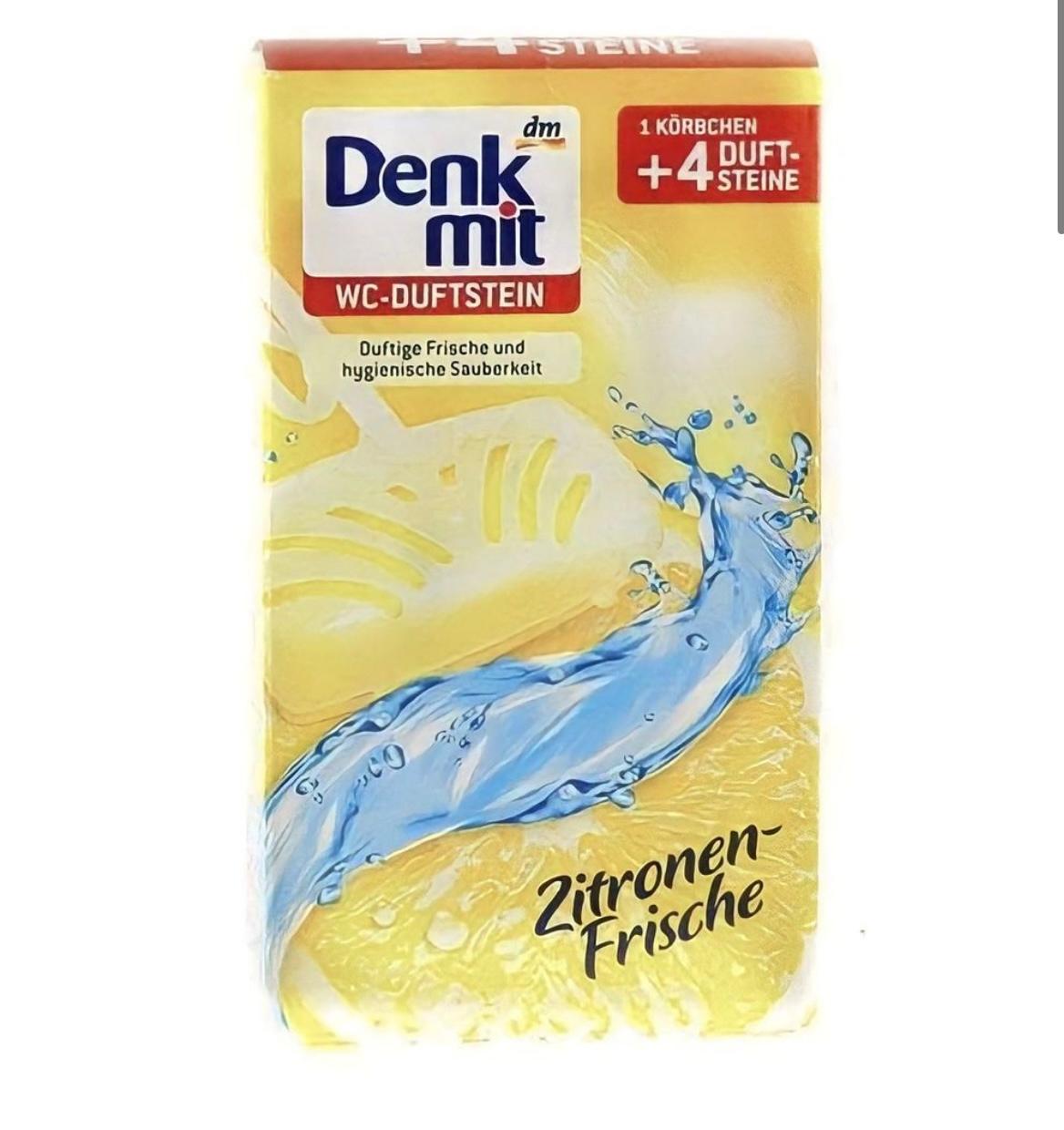 Denkmit WC-Duftstein Zitronen-Frische блок для туалету з ароматом лимону 4 шт по 40гр