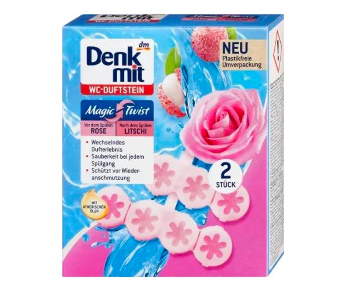 Туалетні блоки для унітазу Denkmit Magic Twist Троянда-Лічі 2 шт.